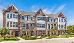 Row of HHHunt Homes townhomes in Patrick Henry Place in Newport News