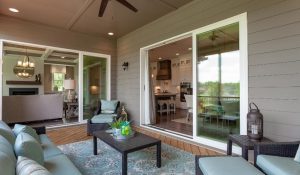 Screened porch at Banks Pointe by HHHunt Homes
