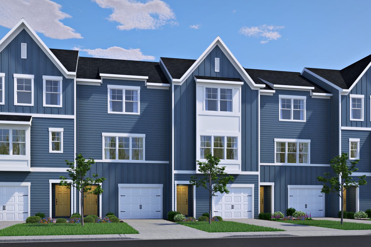 Exterior of low-maintenance townhomes in Wilmington, NC